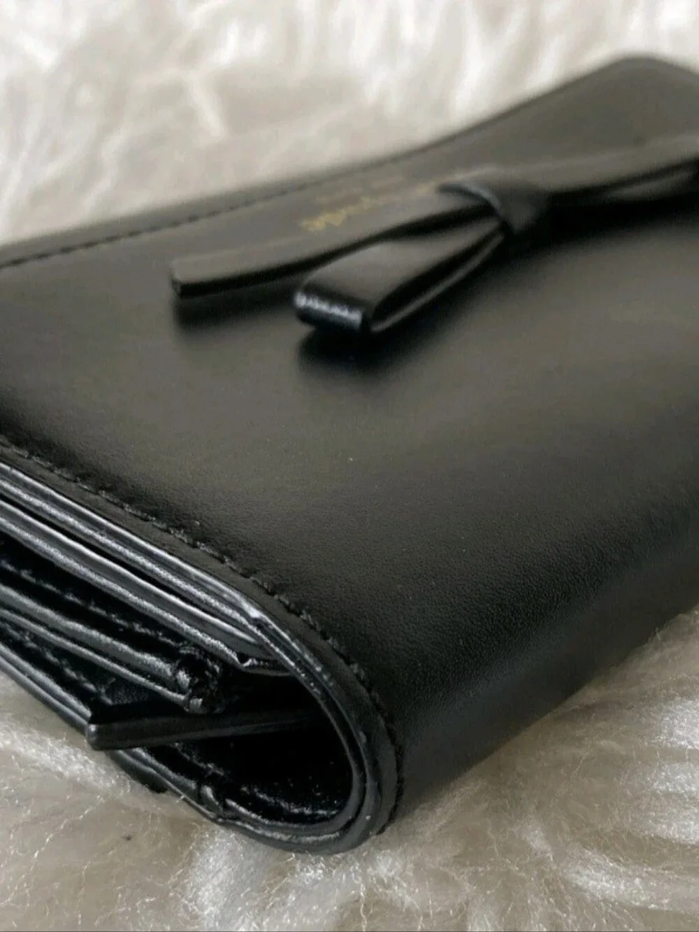 kate spade Black Leather Wallet with Bow Accent